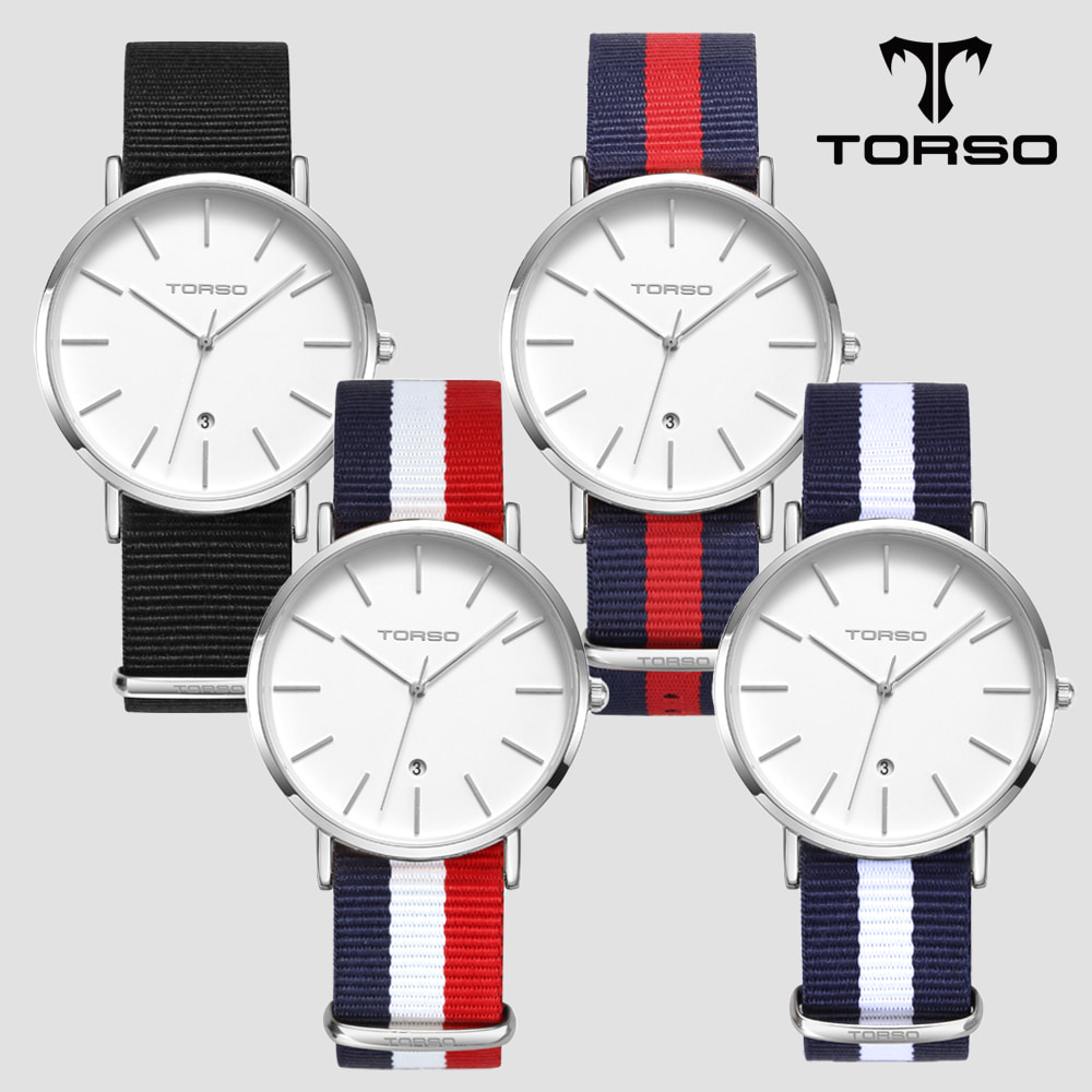 TORSO 토르소 T102M-SS-N 카리아 데이트 워치 남성 나토 밴드 시계