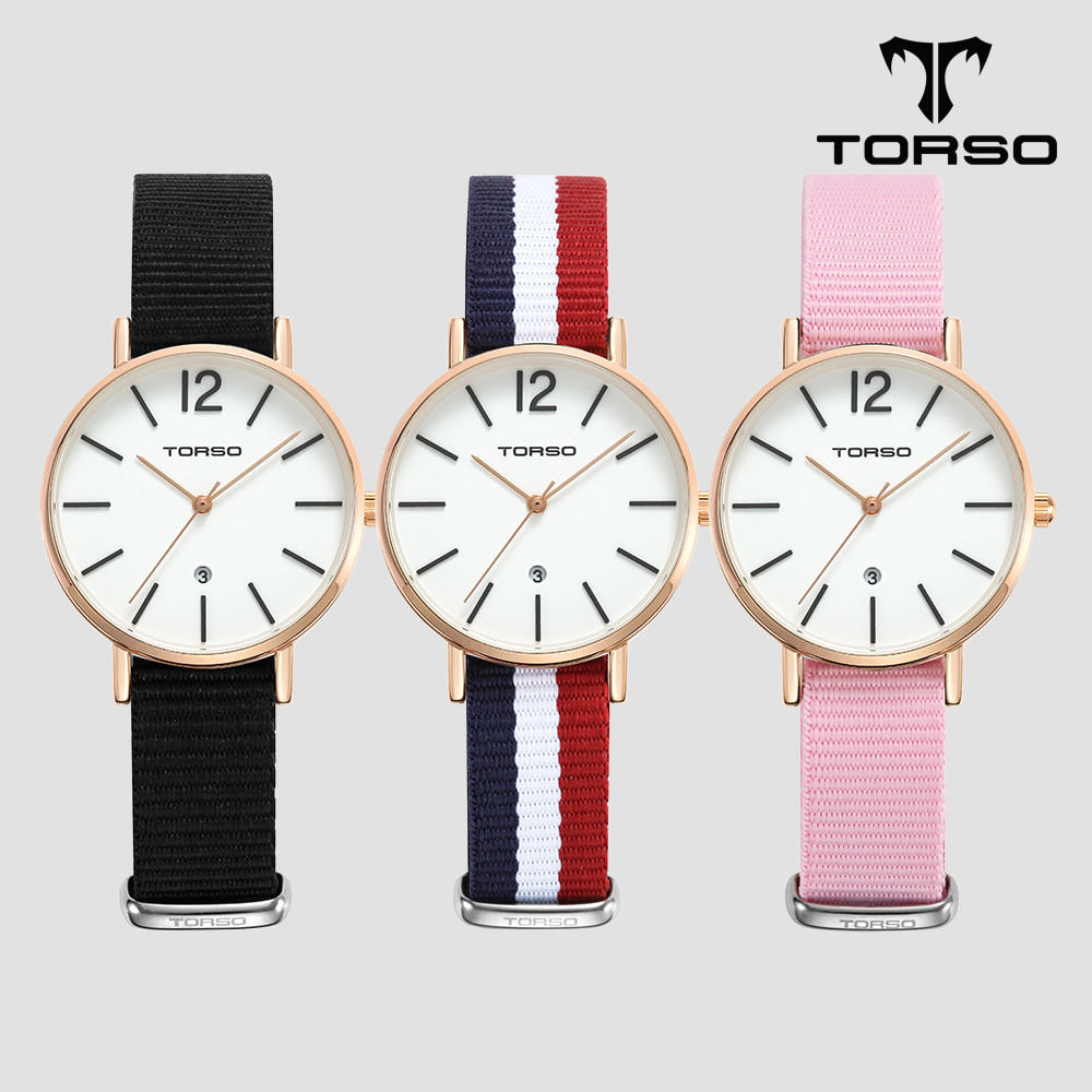 TORSO 토르소 T101F-RS-N 도로스 데이트 워치 여성 나토 밴드 시계