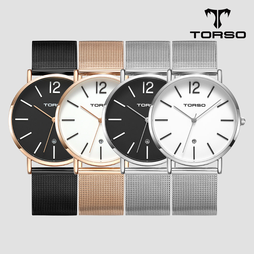 TORSO 토르소 T101M-MS 도로스 데이트 워치 남성 메탈 메쉬 밴드 시계