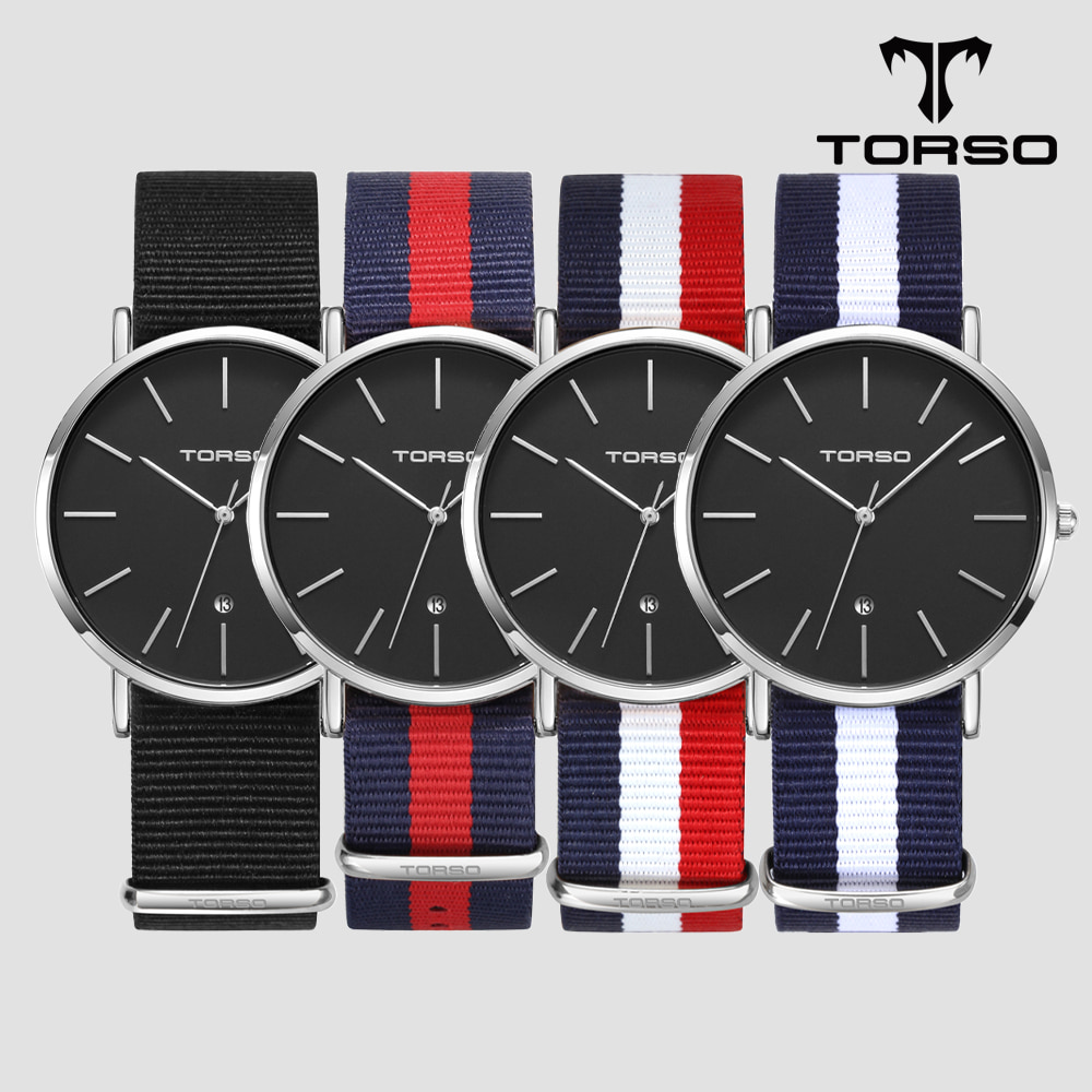 TORSO 토르소 T102M-SB-N 카리아 데이트 워치 남성 나토 밴드 시계