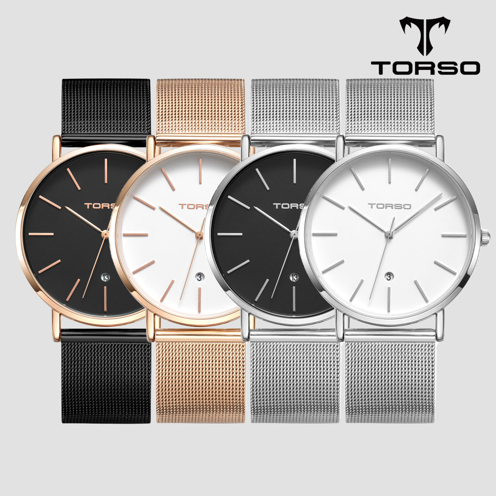 TORSO 토르소 T102M-MS 카리아 데이트 워치 남성 메탈 메쉬 밴드 시계