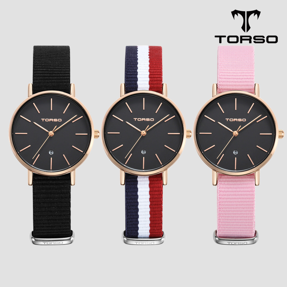 TORSO 토르소 T102F-RB-N 카리아 데이트 워치 여성 나토 밴드 시계