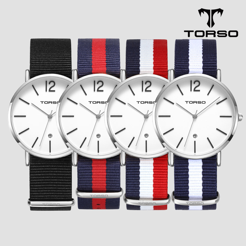 TORSO 토르소 T101M-SS-N 도로스 데이트 워치 남성 나토 밴드 시계