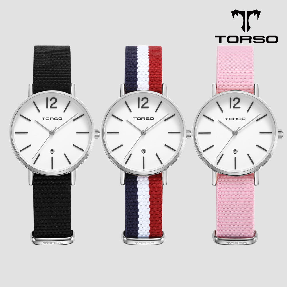 TORSO 토르소 T101F-SS-N 도로스 데이트 워치 여성 나토 밴드 시계