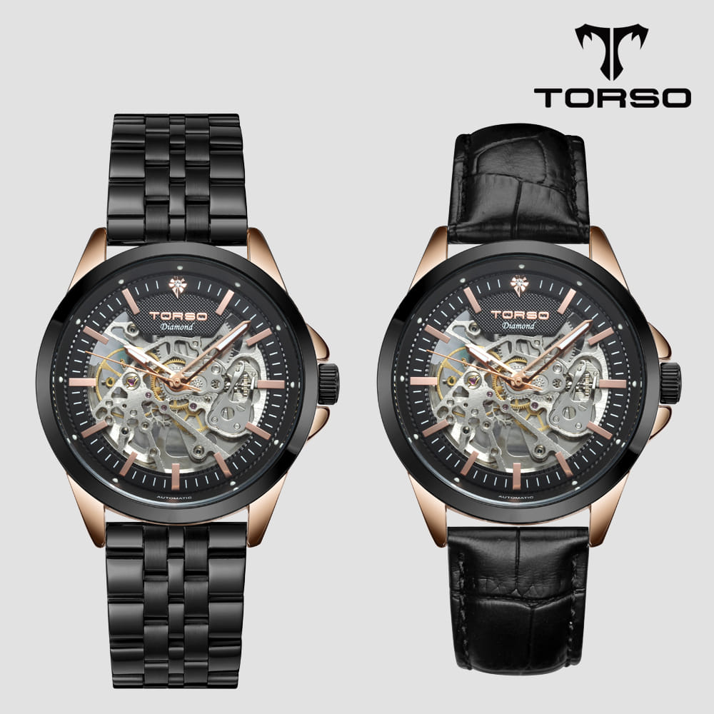 TORSO 토르소 T602M-BBB 그리페스 스켈레톤 오토매틱 다이아몬드 워치 메탈 남자 시계