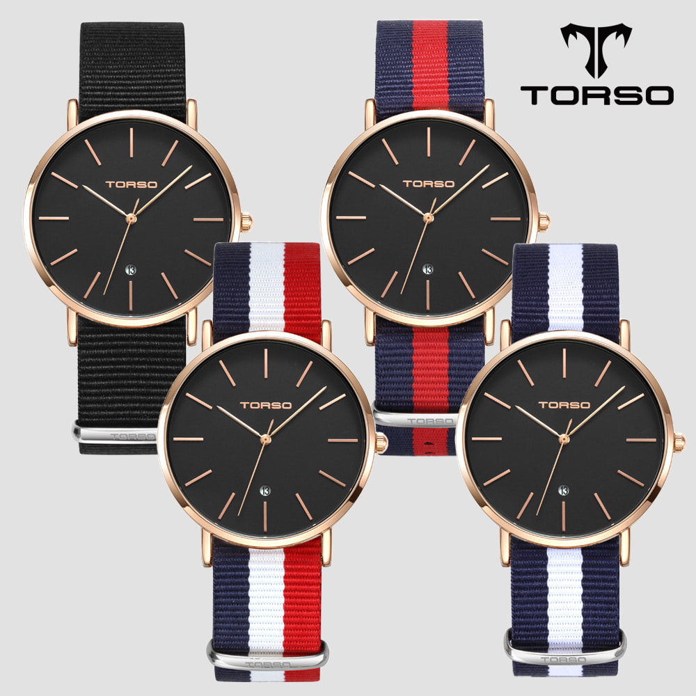 TORSO 토르소 T102M-RB-N 카리아 데이트 워치 남성 나토 밴드 시계