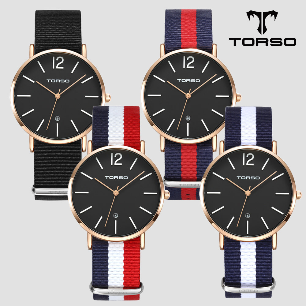 TORSO 토르소 T101M-RB-N 도로스 데이트 워치 남성 나토 밴드 시계