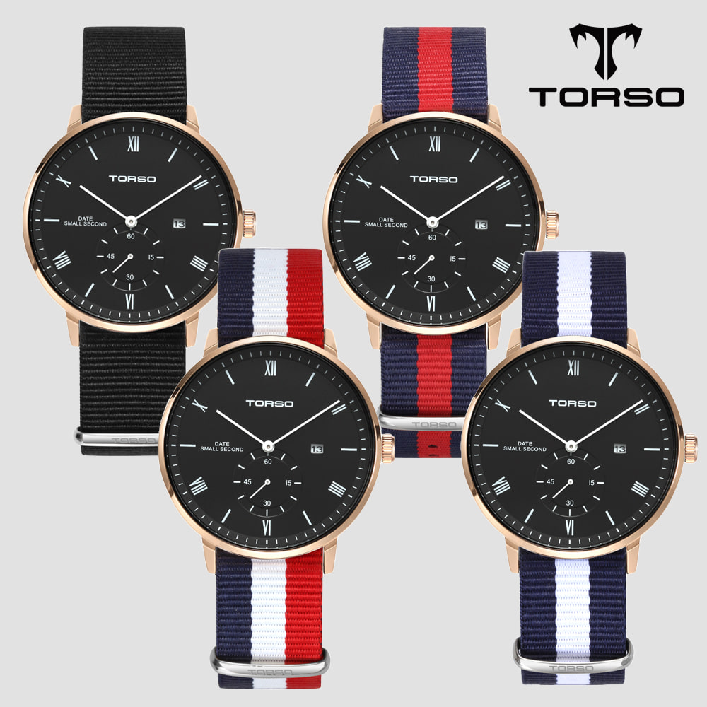 TORSO 토르소 T103M-RB-N 네소스 스몰 세컨드 워치 남성 나토 밴드 시계