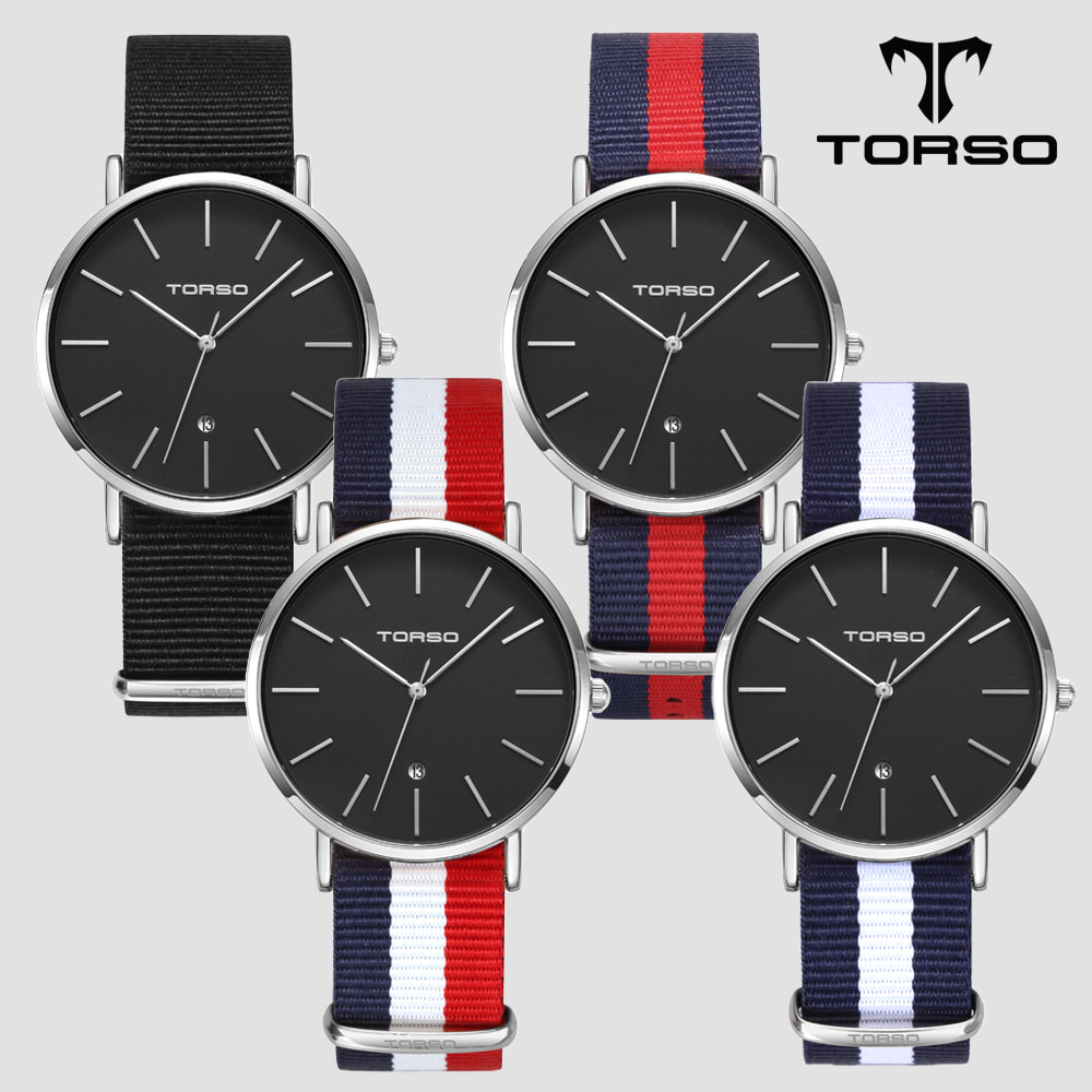 TORSO 토르소 T102M-SB-N 카리아 데이트 워치 남성 나토 밴드 시계