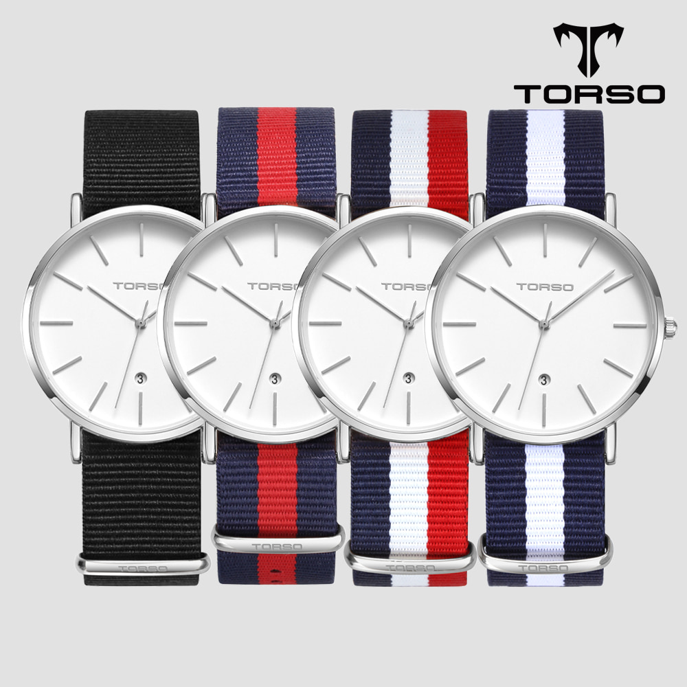 TORSO 토르소 T102M-SS-N 카리아 데이트 워치 남성 나토 밴드 시계