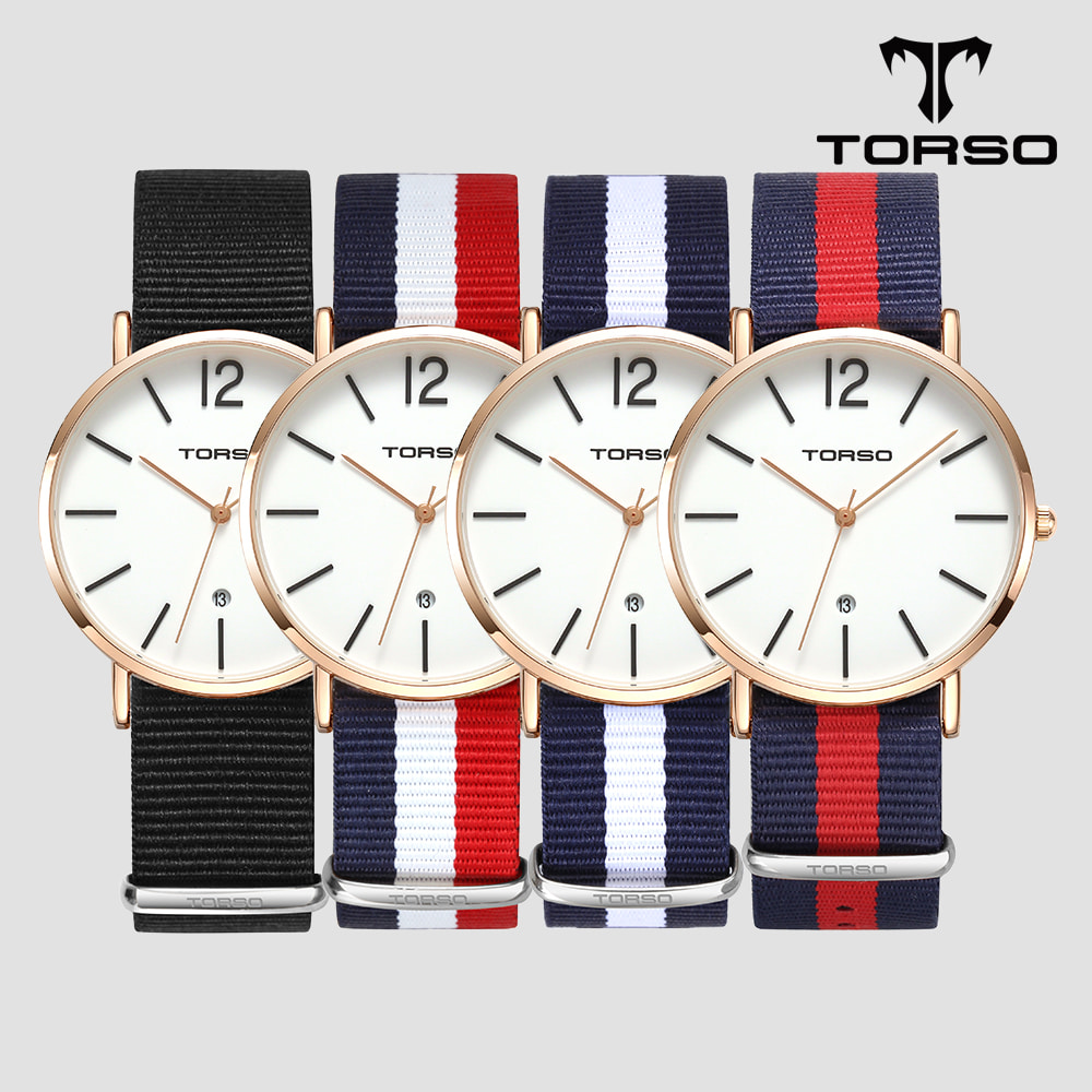 TORSO 토르소 T101M-RS-N 도로스 데이트 워치 남성 나토 밴드 시계