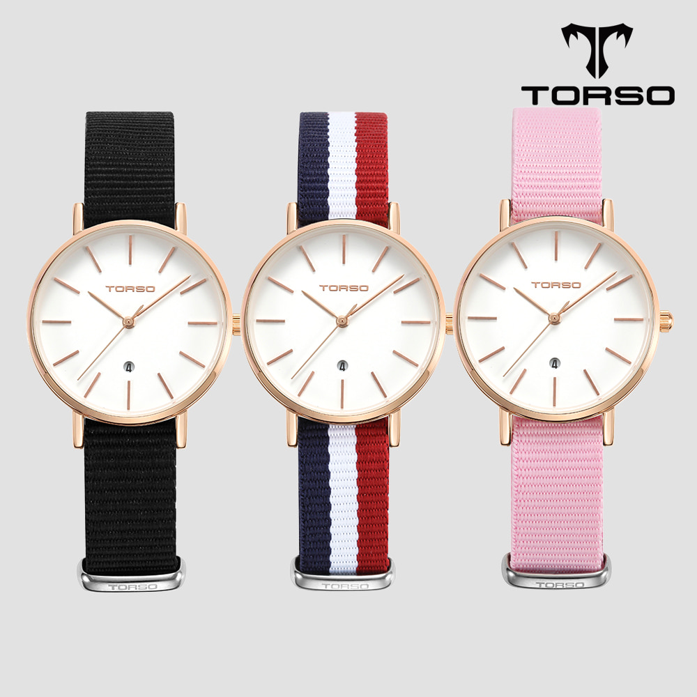 TORSO 토르소 T102F-RS-N 카리아 데이트 워치 여성 나토 밴드 시계