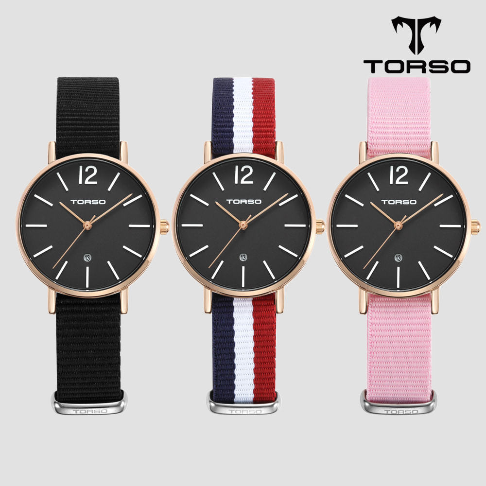 TORSO 토르소 T101F-RB-N 도로스 데이트 워치 여성 나토 밴드 시계