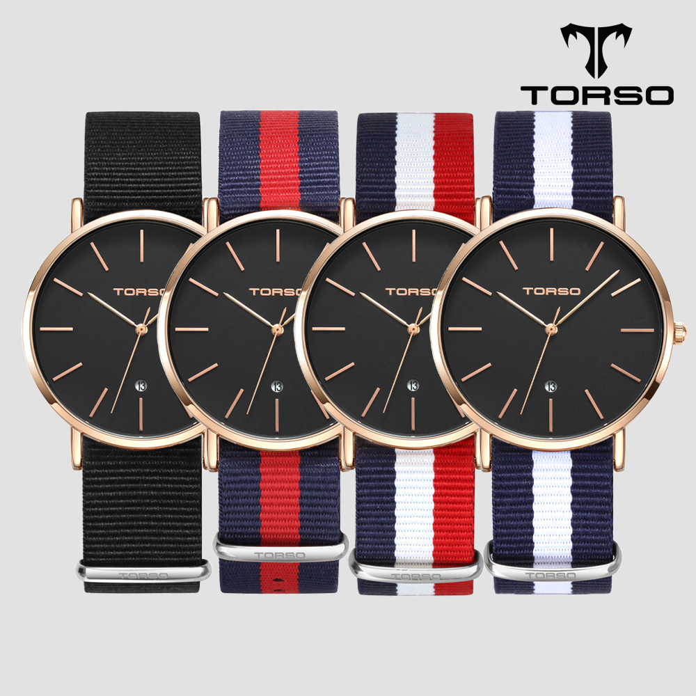 TORSO 토르소 T102M-RB-N 카리아 데이트 워치 남성 나토 밴드 시계