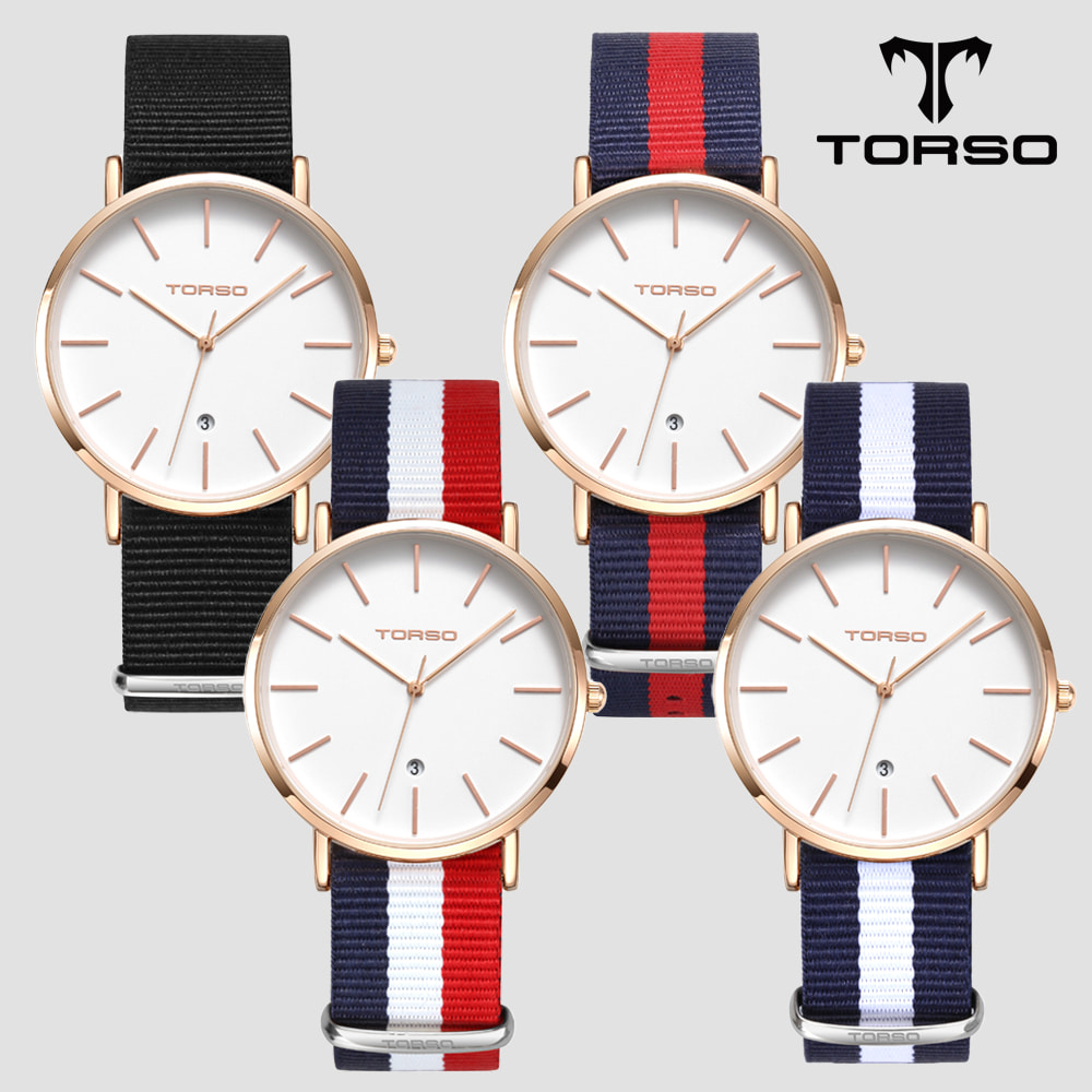 TORSO 토르소 T102M-RS-N 카리아 데이트 워치 남성 나토 밴드 시계
