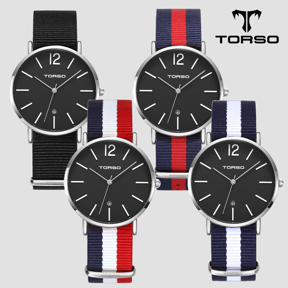 TORSO 토르소 T101M-SB-N 도로스 데이트 워치 남성 나토 밴드 시계