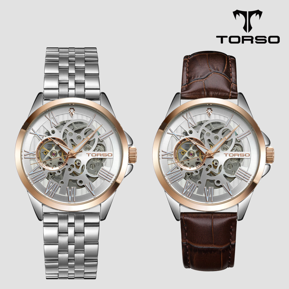 TORSO 토르소 T601M-RSS 라투메나 스켈레톤 오토매틱 다이아몬드 워치 메탈 남자 시계