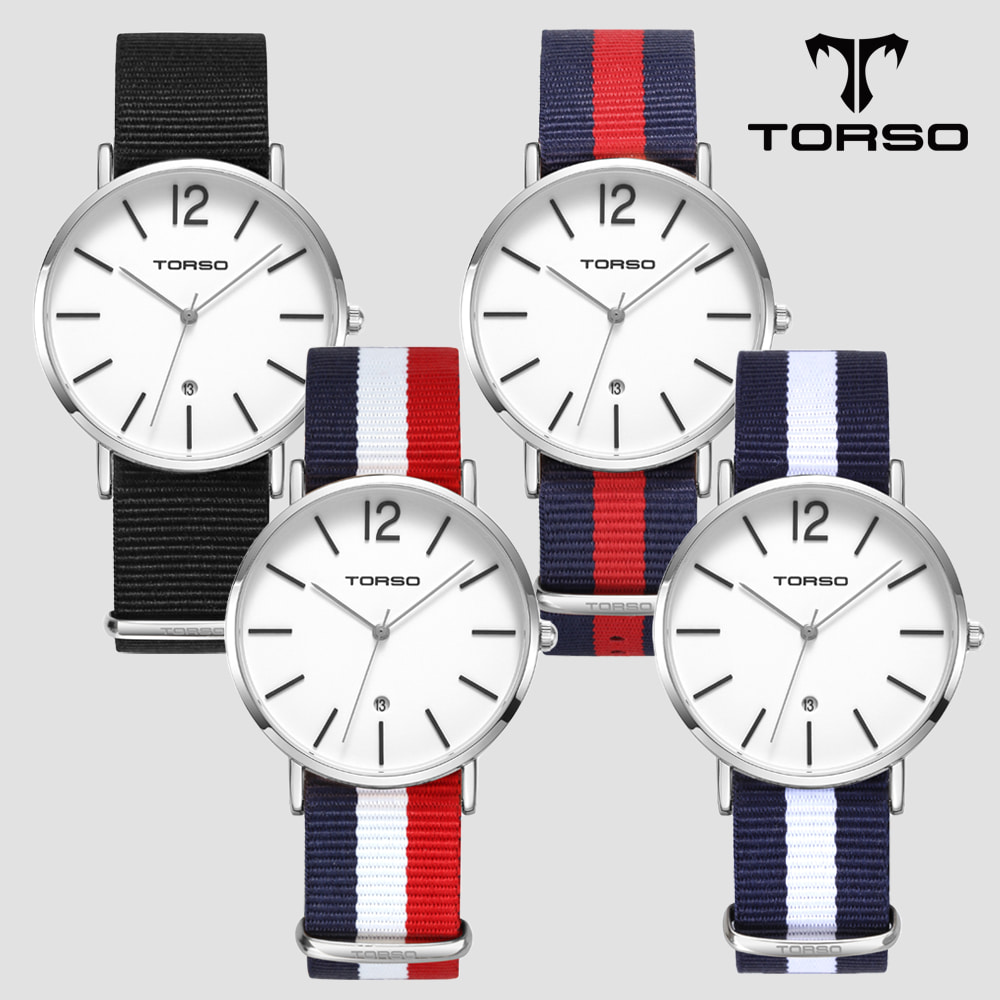 TORSO 토르소 T101M-SS-N 도로스 데이트 워치 남성 나토 밴드 시계